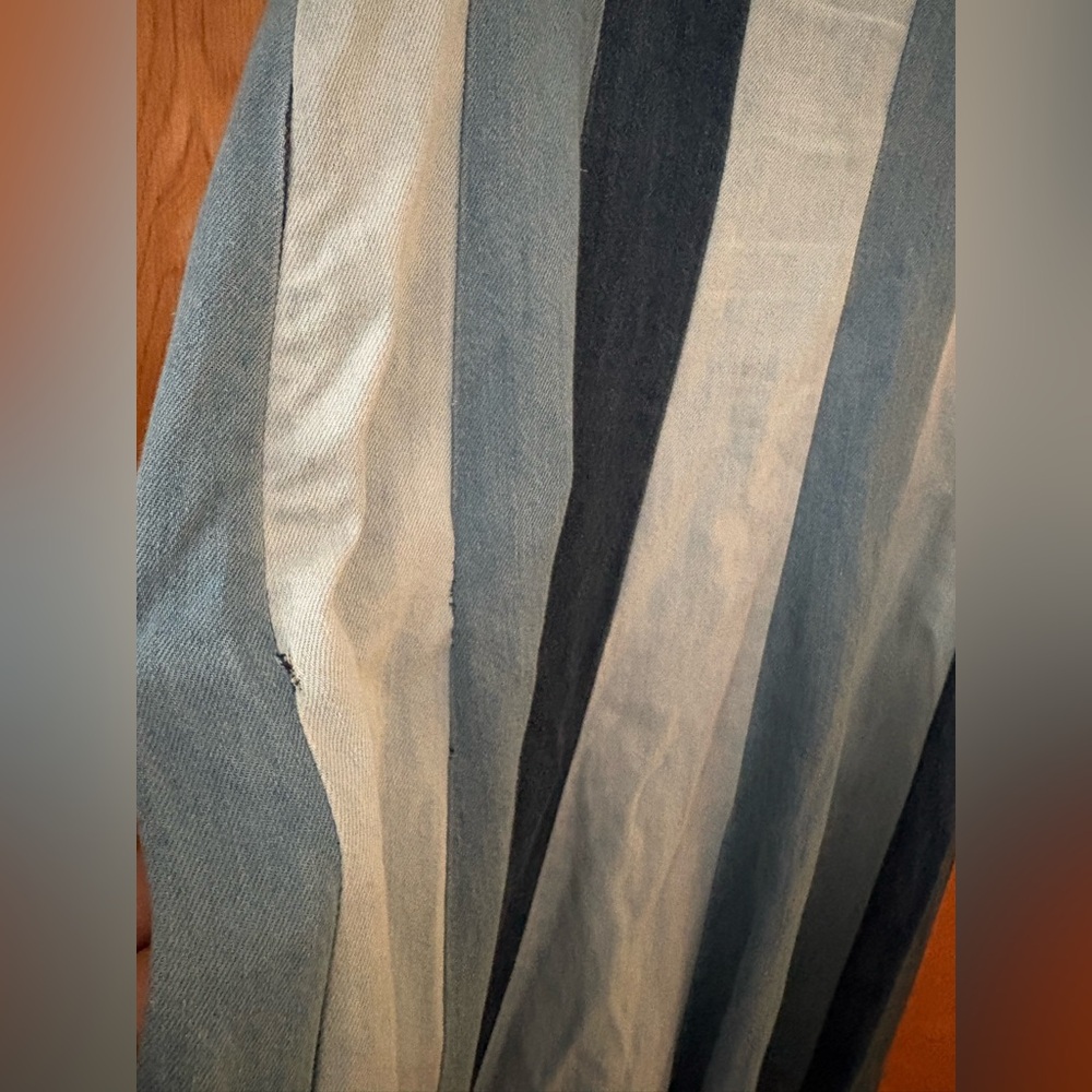 Anthropologie x Farm Rio Blue and White denim color blocked Midi Dress S - Picture 7 of 13